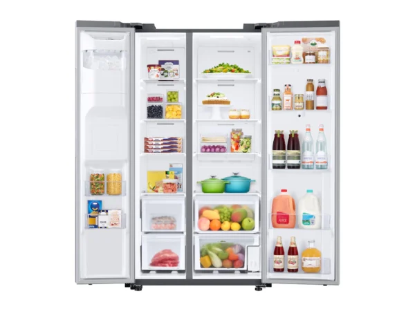 26.7 cu. ft. Large Capacity Side-by-Side Refrigerator with Touch Screen Family Hub in Stainless Steel
