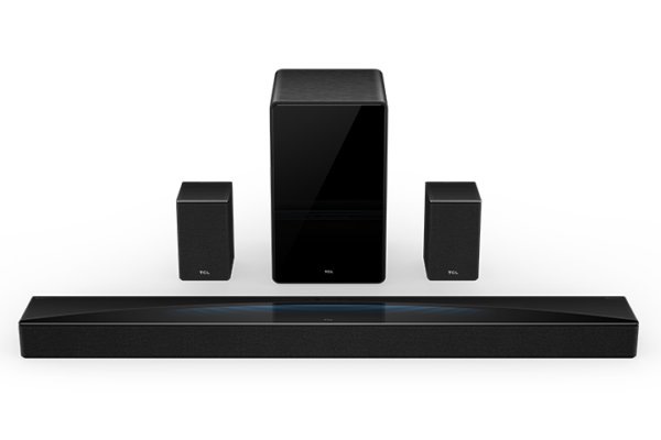 TCL - Q85H Q Class 7.1.4 Channel Sound Bar with Dolby Atmos, Wireless Subwoofer, and Wireless Surround Speakers - Black