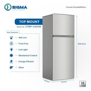 Sigma STMF-A420W Top Mount Refrigerator – 400 Litres