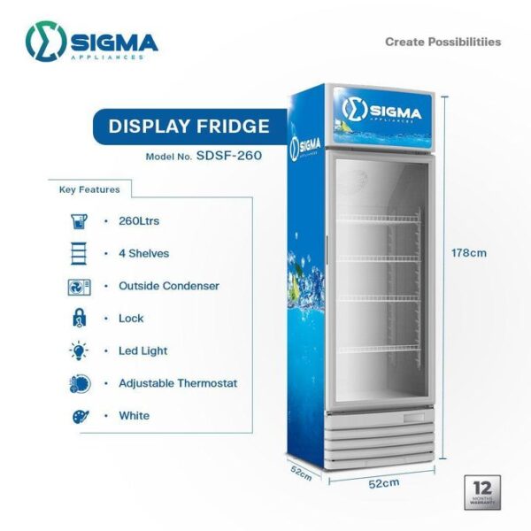 Sigma SDSF-260 Display Refrigerator – 260 Litres - Silver