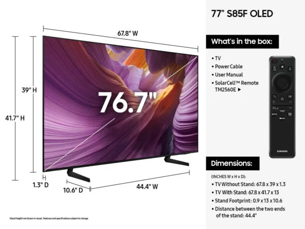 Samsung - 77” Class S85F Series OLED 4K UHD SamsungVision AI Smart Tizen TV (2025)