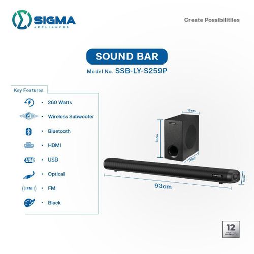 SIGMA Soundbar with Subwoofer SSB-LY-S259P