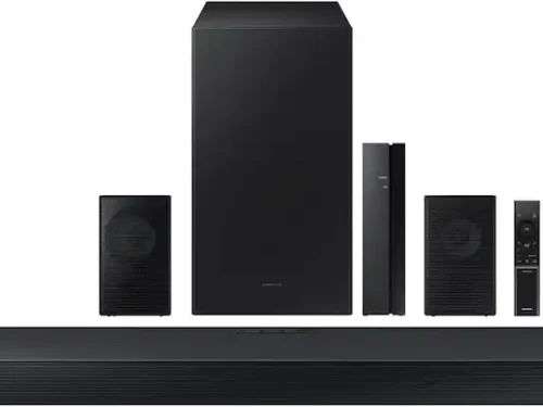 Samsung - 5.1 Ch Soundbar w/ Wireless Subwoofer HW-Q65C, 460W, Q-Symphony, Dolby Atmos & DTS:X, Adaptive Sound Lite, Game Mode - Black