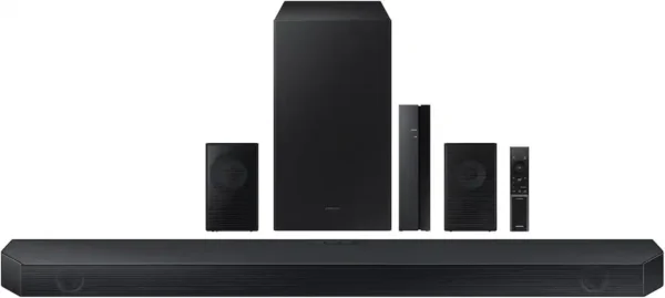 Samsung - 5.1 Ch Soundbar w/ Wireless Subwoofer HW-Q65C, 460W, Q-Symphony, Dolby Atmos & DTS:X, Adaptive Sound Lite, Game Mode - Black
