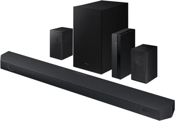 Samsung - 5.1 Ch Soundbar w/ Wireless Subwoofer HW-Q65C, 460W, Q-Symphony, Dolby Atmos & DTS:X, Adaptive Sound Lite, Game Mode - Black