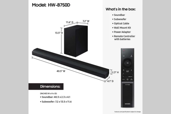Samsung HW-B73MD B-Series 5.1ch DTS Virtual:X Soundbar / Home Theater