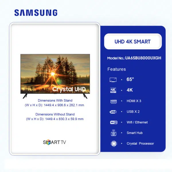 Samsung 65'' UHD SMART 4K: 65U8000H