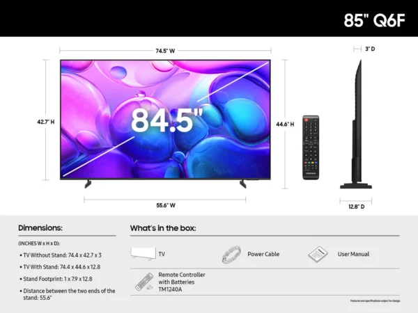 Samsung 85'' QLED SMART 4K: 85Q6F