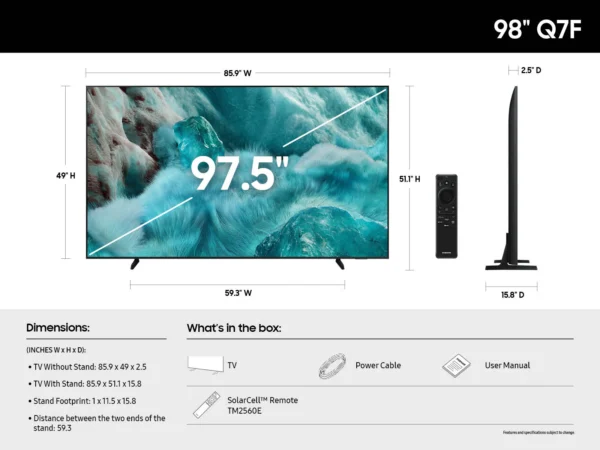 98 Inch Class QLED Q7F4K Samsung Vision AI Smart TV (2025)