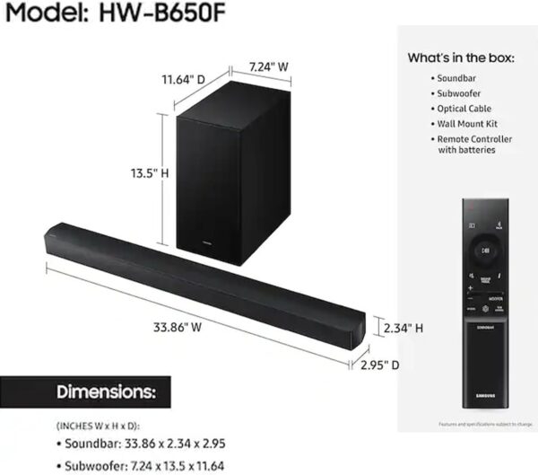 y2 Samsung sound bar 380W B650F