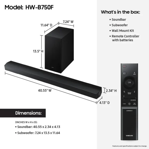z2 Samsung sound bar 400W B750F
